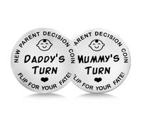 PuraQuot New Parents Decision Coin, Meaningful Encouragement Coin for New Dad Mum,New Mum Gifts,Stainless Steel Commemorative Coin for Baby Shower Gift，Birthday, Anniversary (Silver)