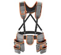 Puratalon Tool Belt Suspenders Padded Carpenter for Men, Detachable & Adjustable Electrician Tool Belts with 24-Pocket for Framers,Roofing,Contractor, 32''-66", Grey and Orange
