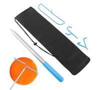 PURATEN Disc Golf Grabber Tool, Extendable Disc Golf Retriever Pole 16 ft with 3 Different Metal Hooks and Storage Bag for Retrieve Discs from The Trees/Bushes/Water(Color:Blue)