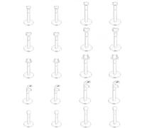 Purbeaut 20PCS 16G Clear Push-In Nose Studs for Work, Bioflex Nose Piercing Retainers, Hypoallergenic Plastic Labret Stud Earrings, Invisible Nose Rings for Surgery Sports School, 5 Styles, 6mm & 8mm
