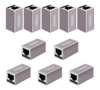 Purcopper RJ45 Coupler 10Gbps, Aluminum Alloy RJ45 Ethernet Female to Female Adapter 10 Pack,Cat8/Cat7/Cat6a/CAT6/CAT5e/ Cat5 Ethernet Cable Extender Adapter, 328ft LAN Connector in Line Coupler