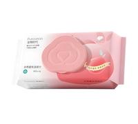 Purcotton Toilet Wet Wipes Disposable 100% Cotton, Peach Scent Botanical Blend, Flushable, Intimate Care, 60 Sheets/Pack,140 × 178 mm
