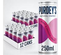Purdey's Natural Energy Berry & Dragon fruit 250ml Can (Pack of 24) | Natural caffeine from Black Tea, Purdey's Rejuvenate drink. Contans Vitamin B12, Niacin, B6 & C - Reduces Tiredness & Fatigue
