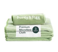 Purdy & Figg | Microfiber Cleaning Cloth | Super Soft, Streak-Free Multipurpose Polishing Cloth | Lint-Free, Scratch-Resistant, Super Absorbent & Reusable | Home & Kitchen | Pack of 3 | Green