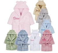 Purdy & Prince Personalised Baby Dressing Gown, Embrioderd Newborn Gift, hooded Childs dressing Gown, sizes from 0-4 Years (UK, Age, 6 Months, 12 Months, Pink)