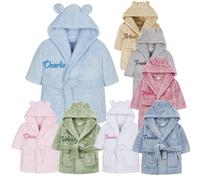 Purdy & Prince Personalised Baby Dressing Gown, Embrioderd Newborn Gift, hooded Childs dressing Gown, sizes from 0-4 Years (UK, Age, 6 Months, 12 Months, Blue)