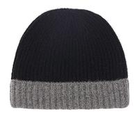 Pure 100% Cashmere Bi-Color Beanie for Men, Warm Soft Mens 3Ply Cashmere Beanie Hat in a Gift Box; Ultra Plush, Black and Dark Grey