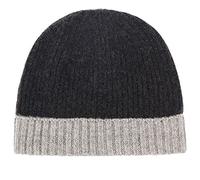 Pure 100% Cashmere Bi-Color Beanie for Men, Warm Soft Mens 3Ply Cashmere Beanie Hat in a Gift Box; Ultra Plush, Black and Grey