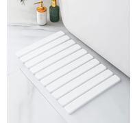 Pure 4Home Foldable Stone Bath Mat 60x39cm | Diatomaceous Earth Shower Mat or Dish Drying Pad for Kitchen | Super Absorbent Quick Dry Stone | Non-Slip & Antibacterial (White)