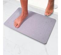 Pure 4Home Stone Bath Mat Non Slip & Anti Mould 60 x 39 cm | Quick Dry Diatomite Shower Drying Stone | Absorbent Diatomaceous Earth Pad | Bathroom Upgrades (Cuadrados Gray)