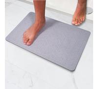 Pure 4Home Stone Bath Mat Non Slip & Anti Mould 60 x 39 cm | Quick Dry Diatomite Shower Drying Stone | Absorbent Diatomaceous Earth Pad | Bathroom Upgrades (Flechas Gray)