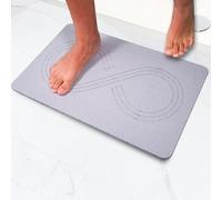 Pure 4Home Stone Bath Mat Non Slip & Anti Mould 60 x 39 cm | Quick Dry Diatomite Shower Drying Stone | Absorbent Diatomaceous Earth Pad | Bathroom Upgrades (Infinito Gray)