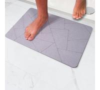 Pure 4Home Stone Bath Mat Non Slip & Anti Mould 60 x 39 cm | Quick Dry Diatomite Shower Drying Stone | Absorbent Diatomaceous Earth Pad | Bathroom Upgrades (Mosaico Gray)