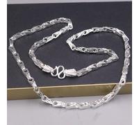 Pure 999 Fine Chain Men Dragon Head Geometry Beads Link Necklace 34-35g