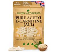 Pure Acetyl L-Carnitine Capsules (ALCAR) | High Strength Acetyl-L-Carnitine Supplement | Crown Supplements (90 Capsules)