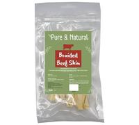 Pure and Natural Braided Beef Skin Dog Treats - Pack of 3