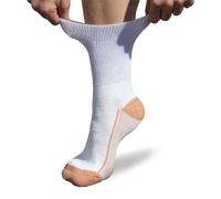Pure Athlete Non Binding Diabetic Socks - Copper Neuropathy Socks for Swollen Feet Relief, White/Copper, Large