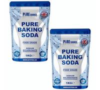 Pure Baking Soda 1KG x 2 = 2KG VEGAN 100% Sodium Bicarbonate of Soda Food Grade | Baking Soda for Cooking & Drinking & Cleaning | Aluminium Free | BPA Free | Raising Agent