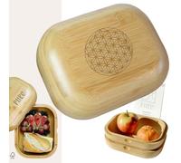 Pure Bamboo Lunch Box for Adults, Sustainable Lunch Box for Office, 1000 ml, Eco-Friendly, Outdoor, 100% Plastic-Free, BPA-Free, Handmade, Flower of Life Design