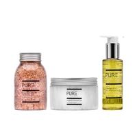 PURE Bare Essentials Skincare Kit (Revive) - 3 in 1 PURE Gift Sets - Aromatic, Hydrating, Vegan Massage Oil, Coconut Oil and Himalayan Bath Salts