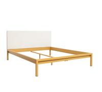 Pure Bed powder-coated steel Sand-gold with upholstered Headboard Hans Hansen W 200 cm Velvet Nature - H HANSEN H639 2 G Z 639 BZ 01