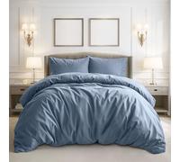 Pure Bedding Duvet Cover Queen Size - 3 Pieces Extra Soft Bedding Set, Includes 1 Duvet Cover 90x90 Inches with Zipper Closure & 2 Pillow Shams, Comforter Not Included, Ash Blue