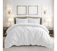 Pure Bedding Duvet Cover Queen Size - 3 Pieces Extra Soft Bedding Set, Includes 1 Duvet Cover 90x90 Inches with Zipper Closure & 2 Pillow Shams, Comforter Not Included, White