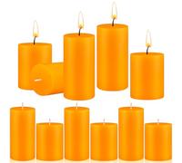 Pure Beeswax Pillar Candles Set of 10, Unscented Natural Beeswax Candles Bulk, 5 x 10cm / 5 x 7.5cm Long Burn Time Handmade Smokeless Beeswax Candle for Easter Prayer Room Decoration Home Relax