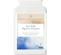 Pure Belly Digestive Enzymes, Plant Complex, High Strength Vegan Capsules, Gut Health and Bloating Support, with Turmeric, Peppermint, Apple Cider Vinegar Powder, Forever & Always Supplements
