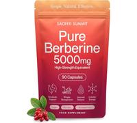 Pure Berberine 500mg High Strength 10:1 Extract, 90 Capsules | 5000mg equivalent, HCl 98%, 500mg vegan capsules, UK made with no fillers or blends for premium quality.