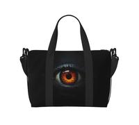 Pure Black Background Devil's Eye Large-Capacity Travel Bag with Adjustable Shoulder Strap, Suitable for Sports, Fishing, and Fitness.