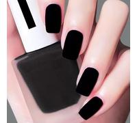 Pure Black Matte Nail Polish - Quick-Drying and Long-Lasting Gel Varnish for DIY Manicures at Home, No UV Cure Needed - 13ml Size