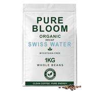 PURE BLOOM Clean Jamaican Swiss Water Decaf Coffee Beans 1kg, Mycotoxin-Free, Mold-Free & Lab-Tested, Smooth Low Acid Whole Bean Coffee, High Antioxidant Roast