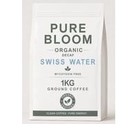 PURE BLOOM Clean Jamaican Swiss Water Decaf Ground Coffee 1kg, Mycotoxin-Free, Mold-Free & Lab-Tested, Smooth Low Acid Ground Coffee, High Antioxidant Roast