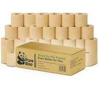 Pure Boo® Unbleached Bamboo Toilet Rolls - 24 Pack | 3-Ply, 200 Sheets per Roll | 100% Bamboo Toilet Paper, Eco-Friendly, Hypoallergenic, Biodegradable, Plastic-Free | Soft, Strong & Chemical-Free