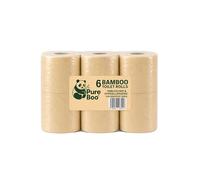 Pure Boo Unbleached Bamboo Toilet Rolls - 6 Pack | 3-Ply, 200 Sheets per Roll | 100% Bamboo Toilet Paper, Eco-Friendly, Hypoallergenic, Biodegradable | Soft, Strong & Chemical-Free