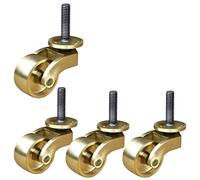 Pure Brass Swivel Caster Wheels,4 Set Stem Furniture Castor,Load Capacity 150kg,Wheel Diameter 1.25in/32mm,with Threaded Rod,Suitable for Piano Feet,Sofas,Tables,Movable Cabinet