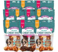 Pure Breed 930g Small Collagen Chewy Knots Beef Flavour in 10x Resealable 93g Bags, 5cm Dog Chews Treats, Savoury Knotted Treats for Puppies, High Protein Chews, Boredom Breaker Dental Health