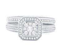 Pure Brilliance 9ct White Gold 0.33ct Diamond Square Cluster Bridal Set THR10907-33 M