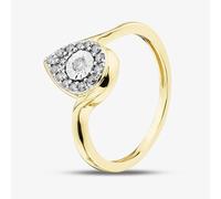 Pure Brilliance 9ct Yellow Gold 0.15ct Brilliant Cut Diamond Pear Shape Cluster Ring THR40292-15CH M