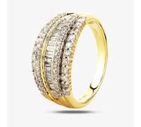 Pure Brilliance 9ct Yellow Gold 1.00ct Multi-Cut Diamond Five Row Ring THR23578-100 (YG)