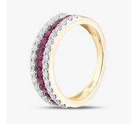 Pure Brilliance 9ct Yellow Gold Ruby & Lab Grown Diamond Three Row Half Eternity Ring LGR44409-RD Q