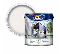 Pure Brilliant White Weathershield Multi Surface Satin Paint 2.5L | Exterior uPVC Wood and Metal Paint | Quick Dry Mid Sheen Finish | Weatherproof Paint for Doors Windows Garage Doors and Trim