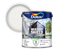 Pure Brilliant White Weathershield Multi Surface Satin Paint 2.5L | Exterior uPVC Wood and Metal Paint | Quick Dry Mid Sheen Finish | Weatherproof Paint for Doors Windows Garage Doors and Trim
