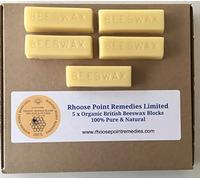 Pure British Beeswax Blocks 100% Natural Organic Bees Wax 100-125 grams - Triple Filtered for Making Your own Candles, Leather Polish, Wood Polish, Wax Melts, lotions, balms & Creams (5 Single Blocks)