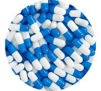 Pure Capsules®Size 0 Blue White Gelatin Capsules, Pill Capsule for Supplements DIY, Self Fill, TiO2 Free,BSE Free, GMO Free, Halal and Kosher Certified (1000)