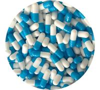 Pure Capsules®Size 0 Empty Blue/White Capsule, Gel Capsule, Empty Pill Capsules, Size 0 Gelatin Capsule, Pill caps, Coloured Capsule Blue White, BSE, GMO Free-for Self Fill, DIY Capsule (1000)