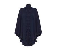 Pure Cashmere Ladies Frilly Cape, Navy, One Size