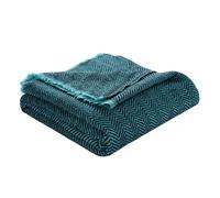 Pure Cashmere Shawl, Throw, Blanket, Ultra Soft Wrap, Blanket for Couch, Sofa, Bed & Travel, (40" X 82") Herringbone (Teal Green & Black)
