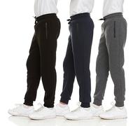 PURE CHAMP 3Pk Boys Sweatpants Fleece Athletic Workout Kids Clothes Boys Joggers with Zipper Pocket and Drawstring Size 4-20, Set2, L